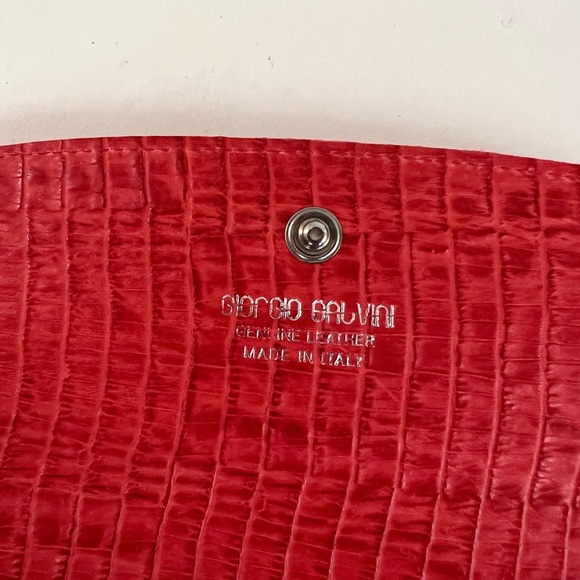 Giorgio Salvini Genuine Leather Wallet Made in Italy Red orange - Picture 6 of 7